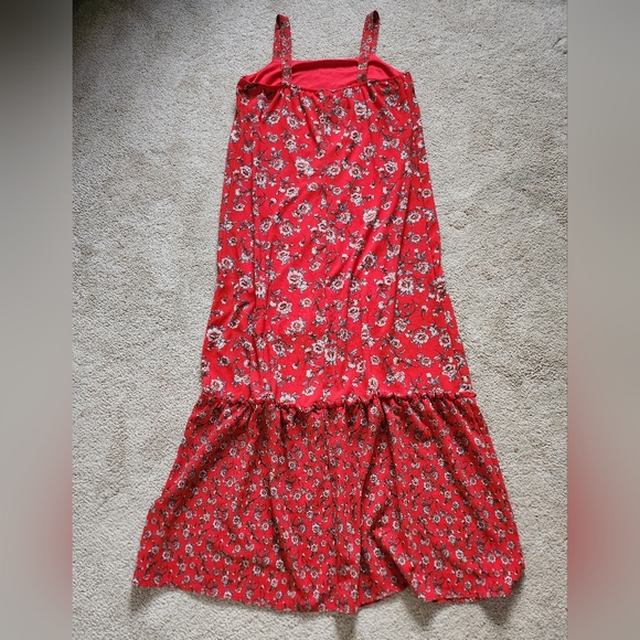 Studio B by Bobeau Boho Red FloralMaxi Dress  Size L - Picture 3 of 8